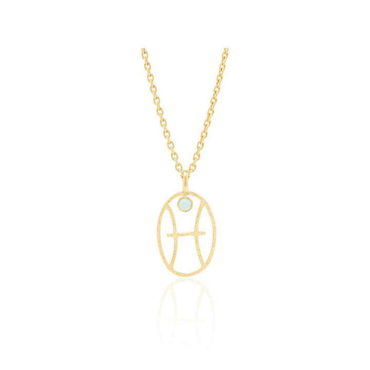 Olivenorma Hollow Zodiac Rune Birthstone Necklace - Pisces &Aquamarine - image 22