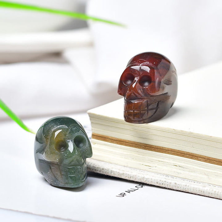 Olivenorma Crystal Mini Skull Halloween Gemstone Decoration - Ocean Agate - image 15