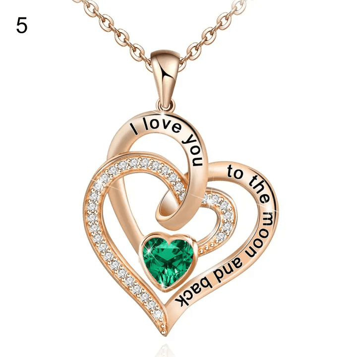 FREE Today: "I Love You to the Moon and Back" – Eternal Hearts Birthstone Necklace - Rosegold - May - Card Style Two - image 43