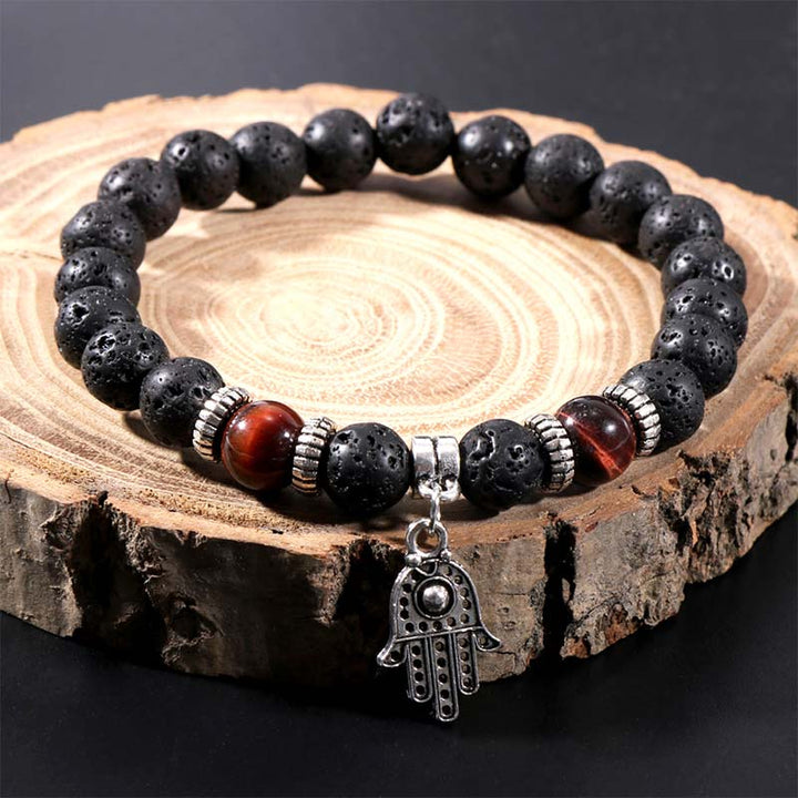 Malachite Tiger Eye Lava Stone Bracelet - Red Tiger Eye - image 0