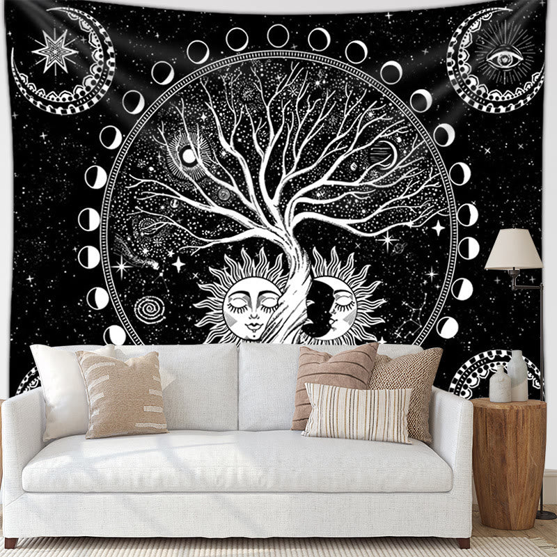 Olivenorma Black White Tree Of Life Tapestry - image 4