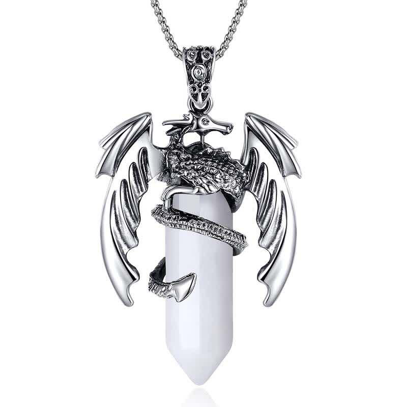 Olivenorma Vintage Dragon Crystal Healing Stone Reiki Necklace - Clear Quartz - image 12