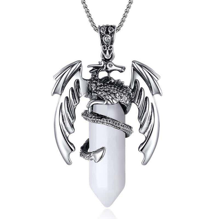 Olivenorma Vintage Dragon Crystal Healing Stone Reiki Necklace - Clear Quartz - image 12