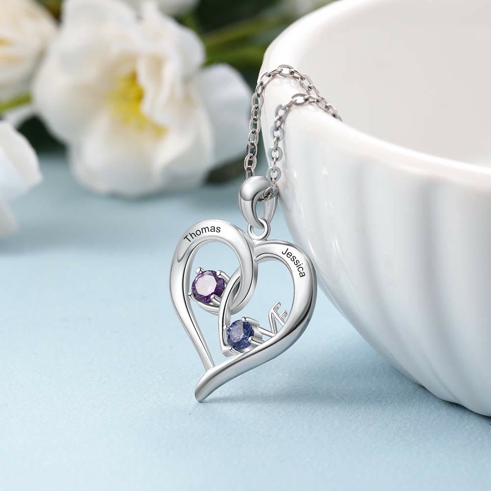 Olivenorma Personalized 2 Name Birthstones Necklace - image 3