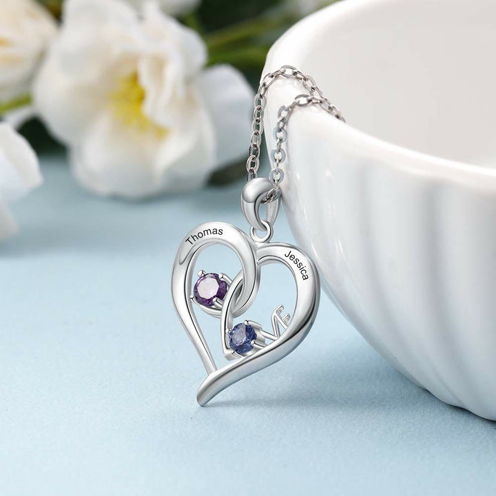 Olivenorma Personalized 2 Name Birthstones Necklace - image 3