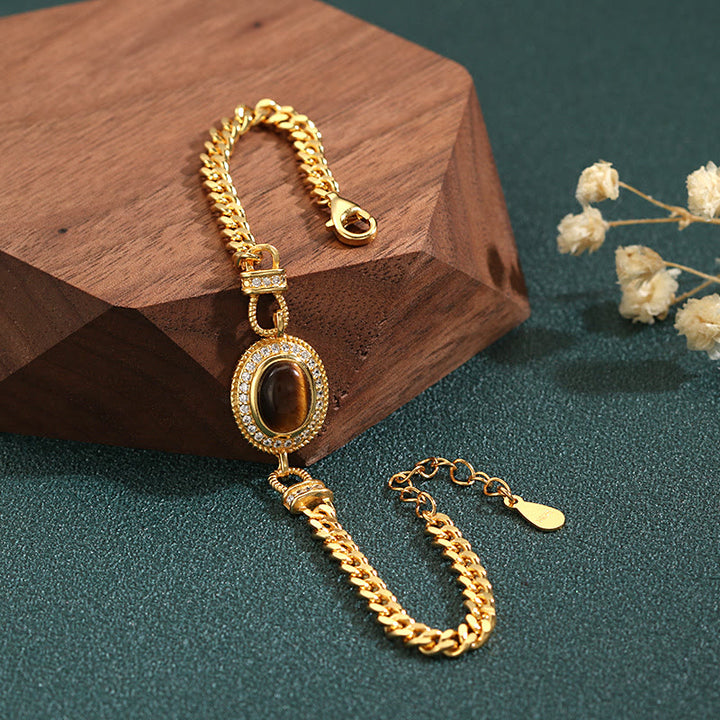 Olivenorma "The Book Of Galaxy" Tiger Eye Gold Bracelet - image 1