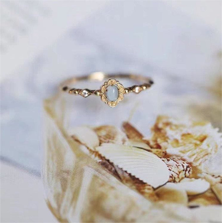 Olivenorma Vintage Natural Aquamarine Daisy Flowers Ring - image 15