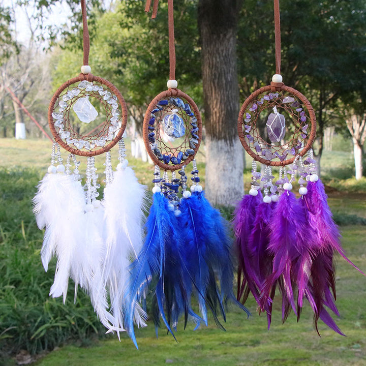 Olivenorma Natural Crystal Agate Pendant Charm Round Dream Catcher - image 15