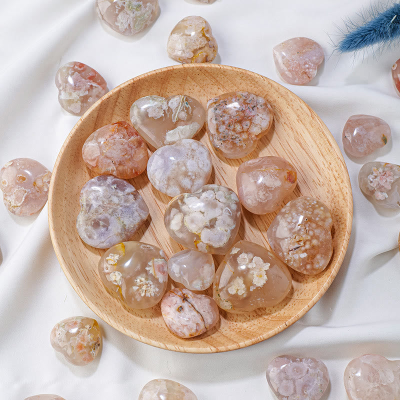 Olivenorma Cherry Blossom Agate Polished Play Stone Crystal Heart - image 2