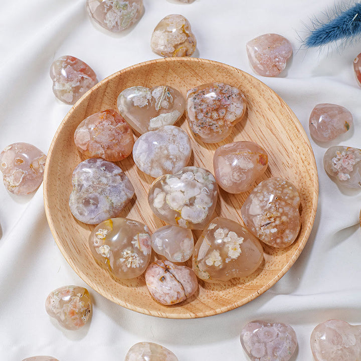 Olivenorma Cherry Blossom Agate Polished Play Stone Crystal Heart - image 2