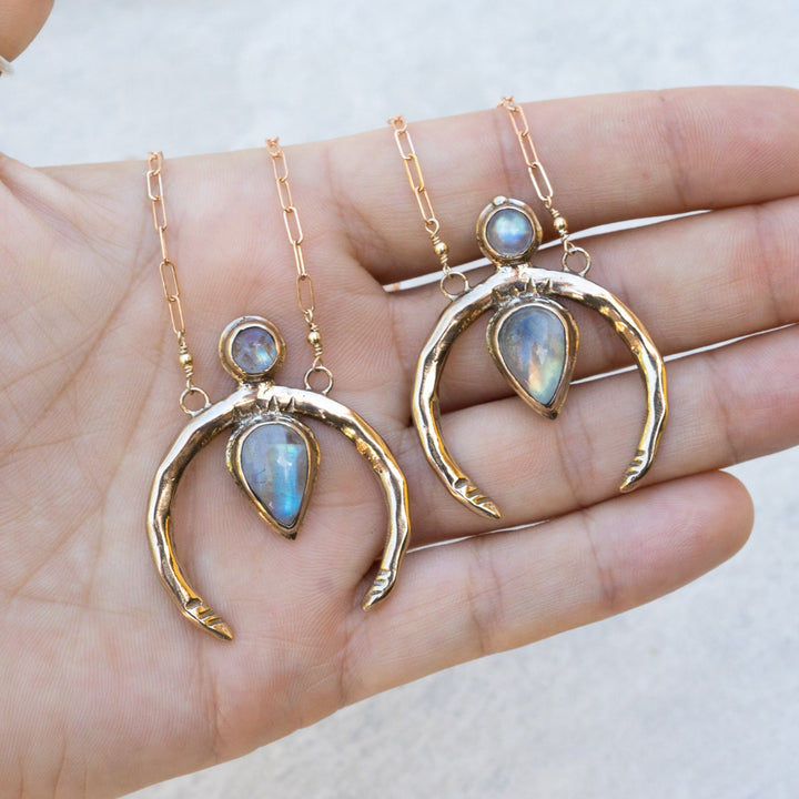 Olivenorma Gold Crescent Moonstone Necklace - image 5