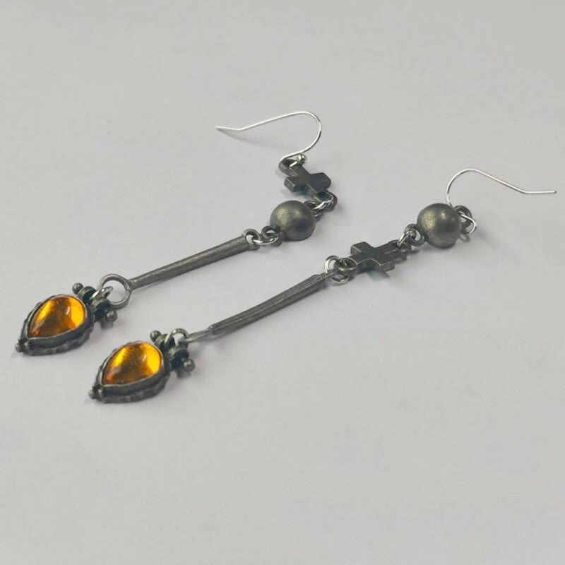 Olivenorma Tribe Water Drop Amber Stone Earrings - image 2