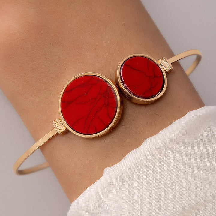 Olivenorma Natural Stone Alloy Five Piece Open Bracelet Set - Red Turquoise - image 23