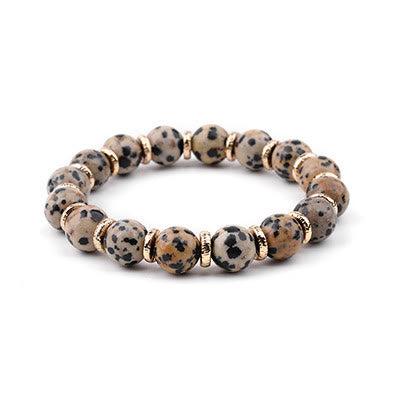 Olivenorma Natural Dalmatian Jasper Obsidian Hamsa Pendant Bracelet - Dalmatian Jasper#1 - image 2