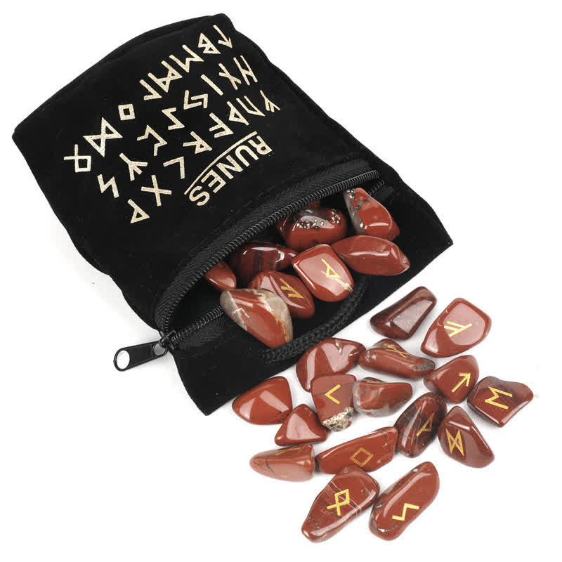 Olivenorma Rune Alphabet Carved Graphic Stone Balance Gemstone Decoration - Red Jasper - image 36