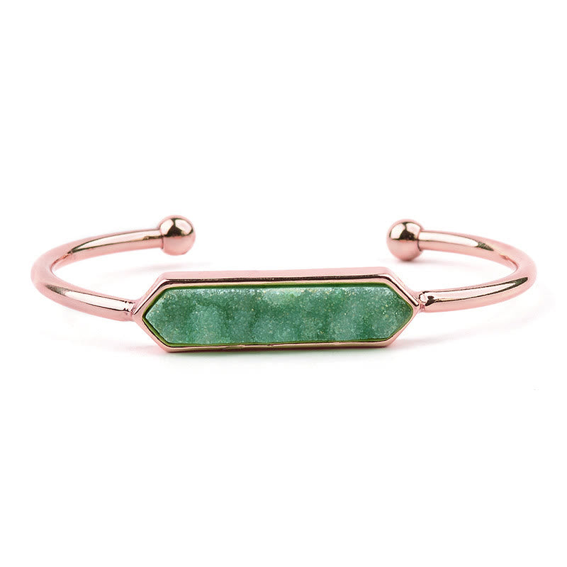 Olivenorma Natural Crystal Cluster Metal Copper Cuff Bracelet - Prehnite - Rose Gold - image 32