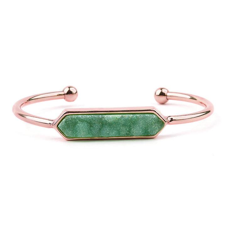 Olivenorma Natural Crystal Cluster Metal Copper Cuff Bracelet - Prehnite - Rose Gold - image 32
