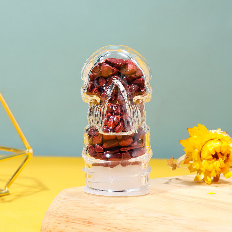 Olivenorma Skull Water Bottle Crystal Decoration - Red Jasper - Black Lid - image 5