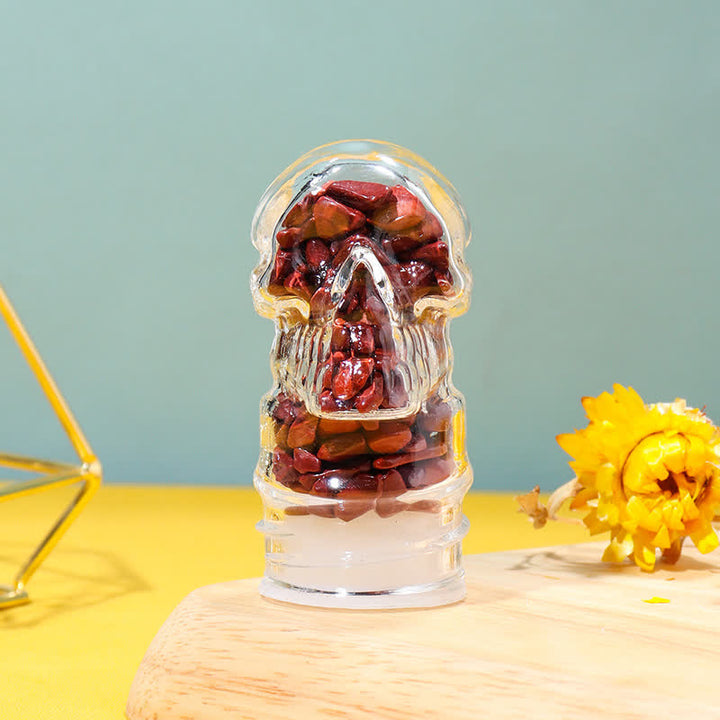 Olivenorma Skull Water Bottle Crystal Decoration - Red Jasper - Black Lid - image 5