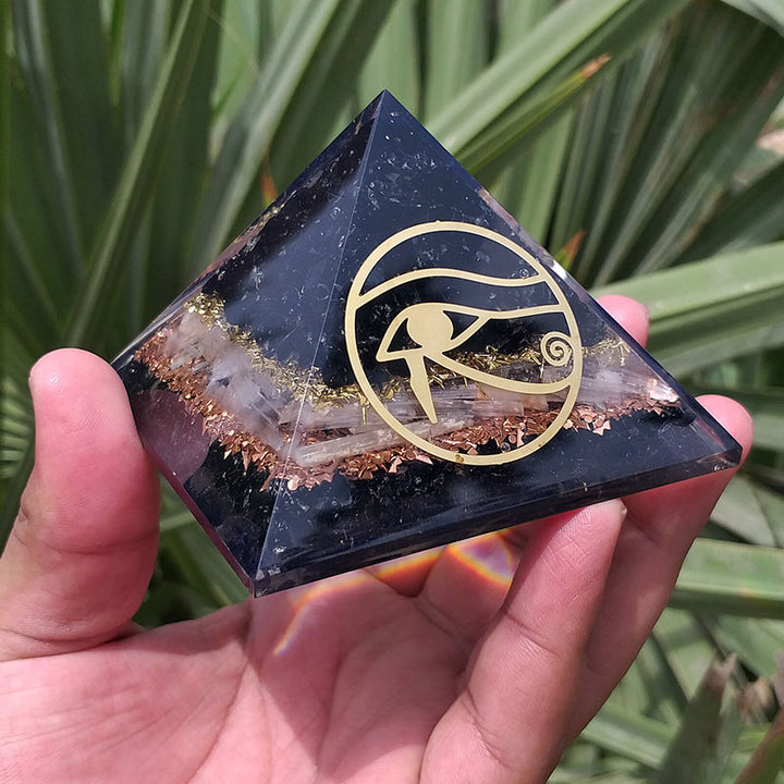 Olivenorma Obsidian Eye Of Horus Protection Orgone Pyramid - image 2