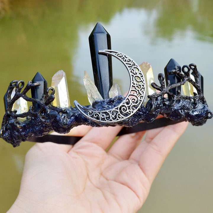 Olivenorma Natural Obsidian Crystal Citrine Column Crown Headband - image 2