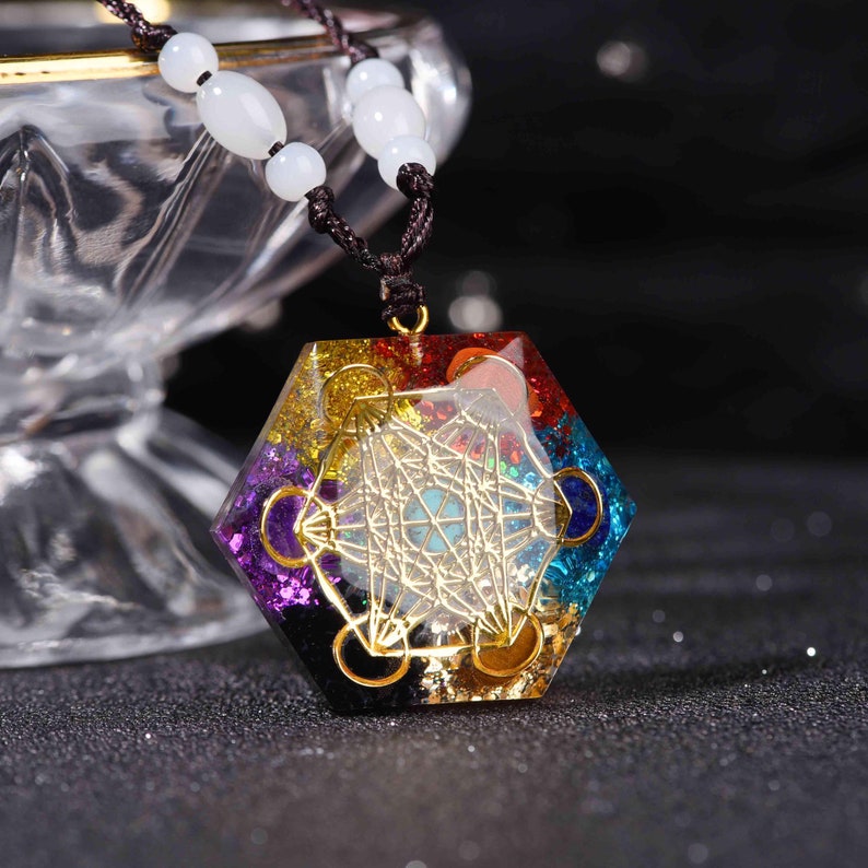Olivenorma Chakra Metatron's Cube Symbol Meditation Necklace - #1 - image 0