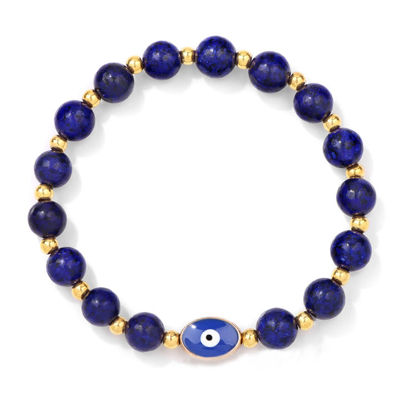 Olivenorma 8mm Blue Tiger Eye Evil Eye Bracelet - Lapis Lazuli - image 4