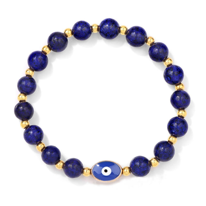 Olivenorma 8mm Blue Tiger Eye Evil Eye Bracelet - Lapis Lazuli - image 4