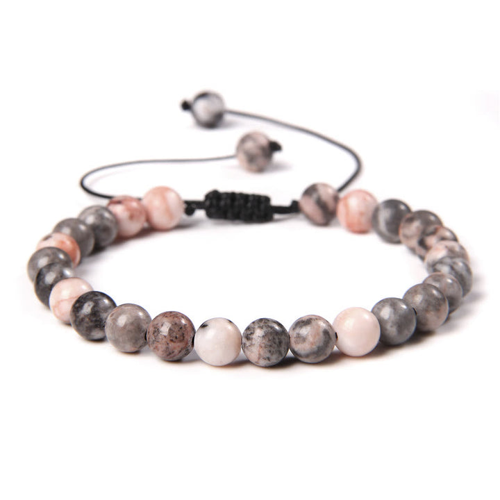Olivenorma Natural 6mm Stone Beads Braided Wrap Bracelet - Rhodonite - image 31