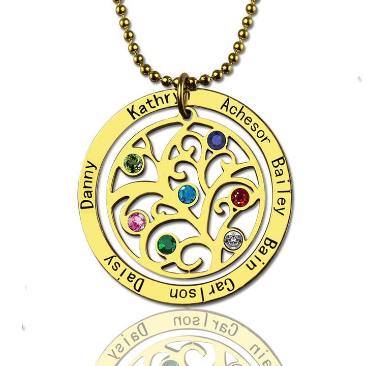 Olivenorma Tree of Life Birthstone Name Engraving Necklace - Gold - 7 Birthstone - image 8
