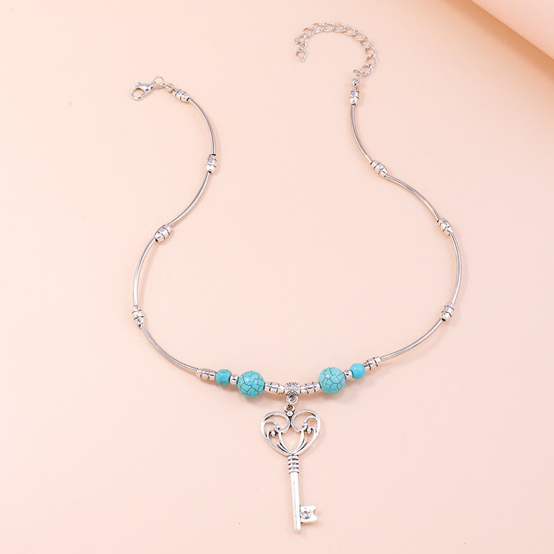 Olivenorma Turquoise Bohemian Love Key Pendant Necklace - image 3