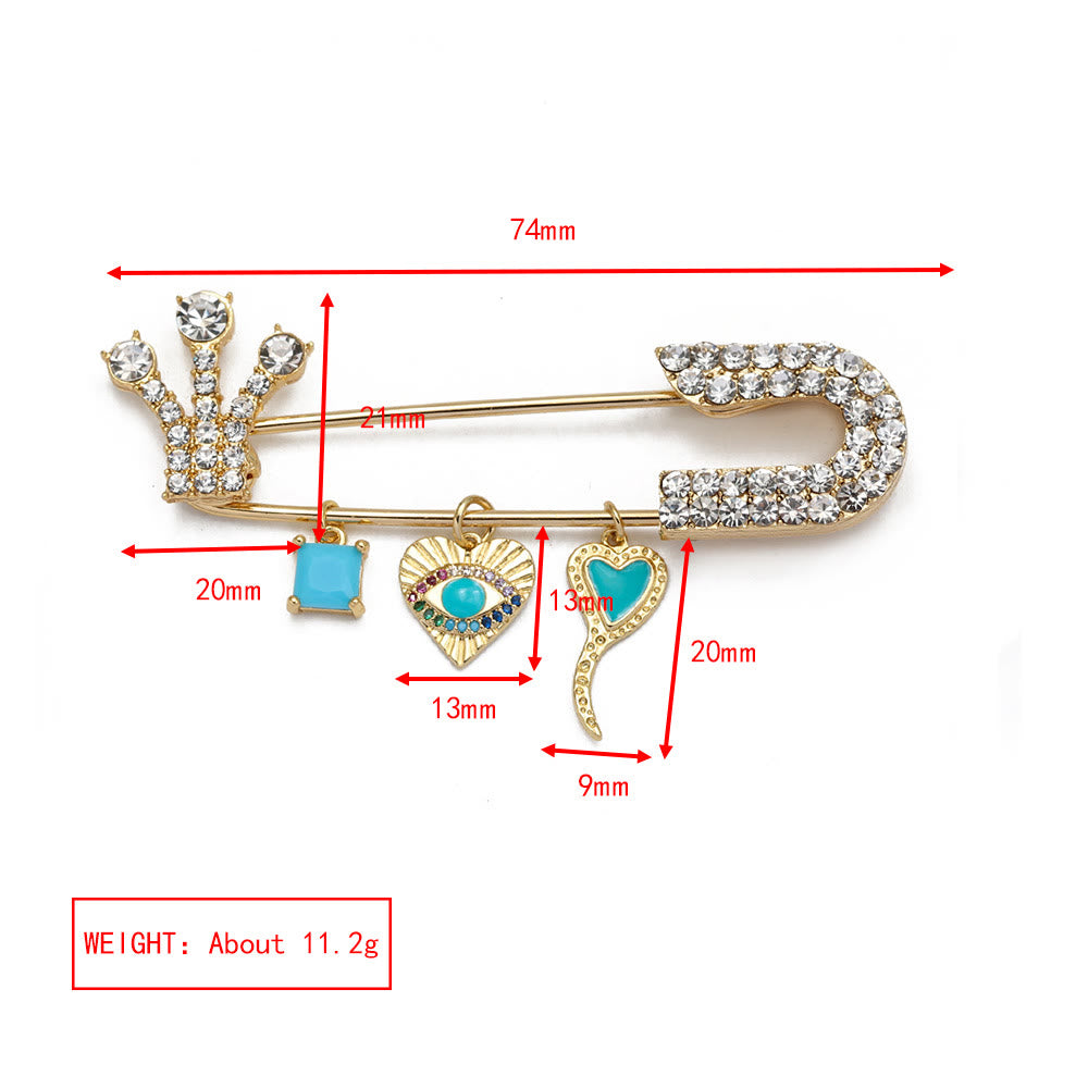 Olivenorma White Zircon Evil Eye Heart Brooch - Evil Eye & Block Zircon - image 19