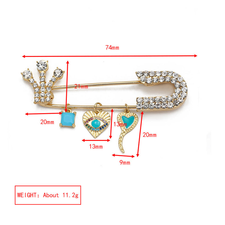 Olivenorma White Zircon Evil Eye Heart Brooch - Evil Eye & Block Zircon - image 19