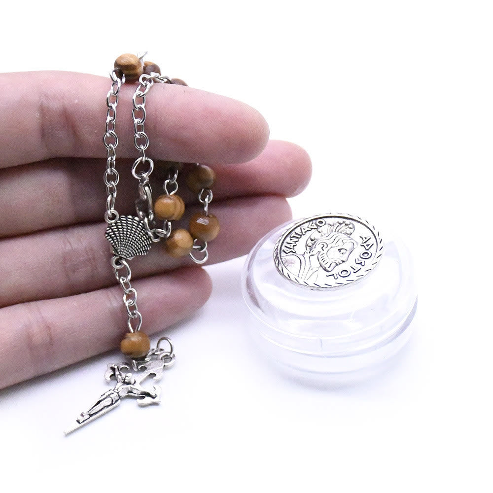 Olivenorma 6mm Wooden Bead Rosary Cross Bracelet - image 3