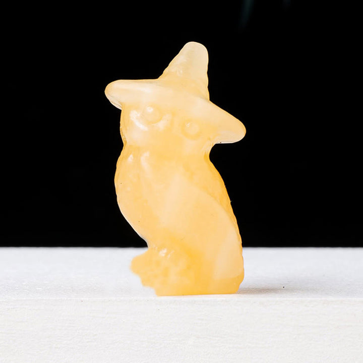 Olivenorma Halloween Crystal Owl Carving Gemstone Decoration - Yellow Aventurine - image 7