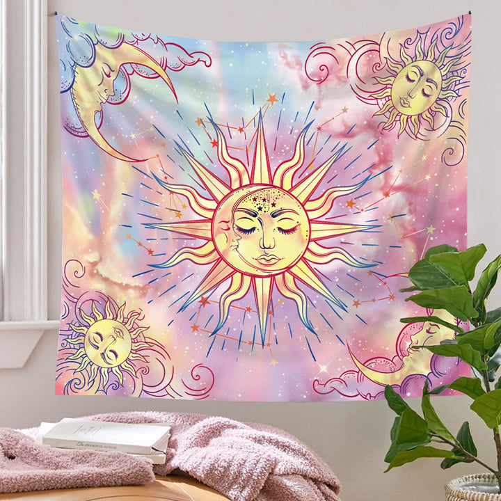 Olivenorma Pastel Pink Tie Dye Sun Moon Sky Tapestry - image 2