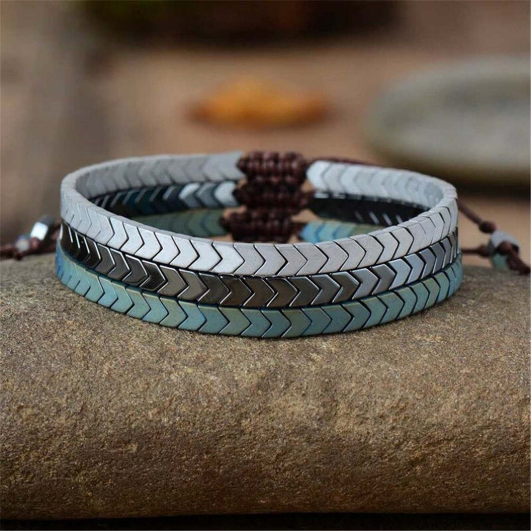 Olivenorma Adjustable Matte Hematite Arrows Bracelet - Set of 3 - image 0