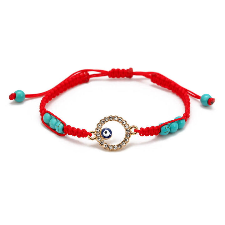 Olivenorma Turquoise White Zircon Evil Eye Braided Adjustable Bracelet - Evil Eye & Circle - Red - image 13
