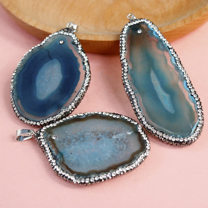 Olivenorma Ornate Natural Crystal Geode Necklace  - Blue Quartz - image 1