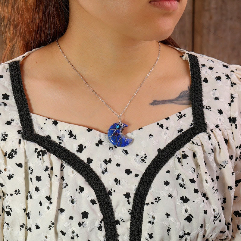 Olivenorma Quartz Crystal Moon Wire Wrapped Star Necklace - image 1