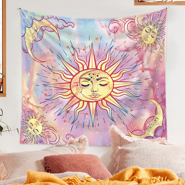 Olivenorma Pastel Pink Tie Dye Sun Moon Sky Tapestry - image 3