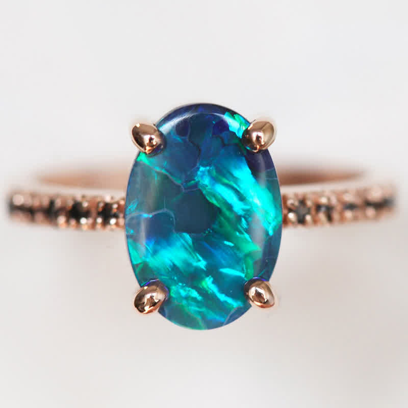Olivenorma Sapphire With Opal 3 - Piece Ring Set - image 2