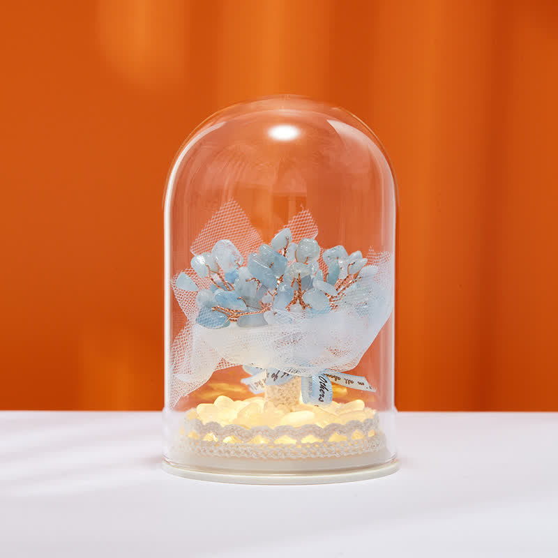 Olivenorma Natural Crystal Glass Cover Feng Shui Tree Decoration - Aquamarine & Bouquet - image 9