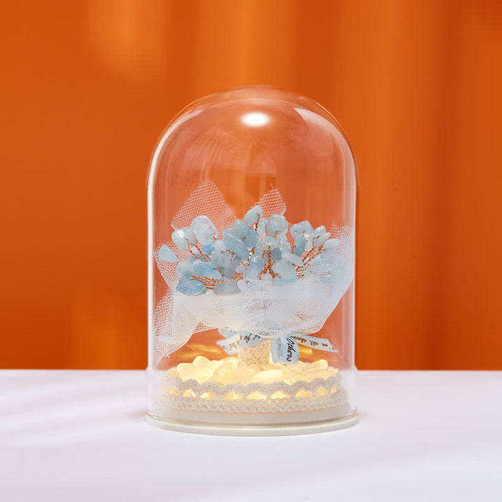 Olivenorma Natural Crystal Glass Cover Feng Shui Tree Decoration - Aquamarine & Bouquet - image 9