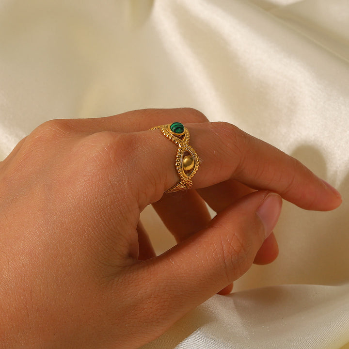 Olivenorma Gold Green Natural Malachite Open Ring Set - image 19