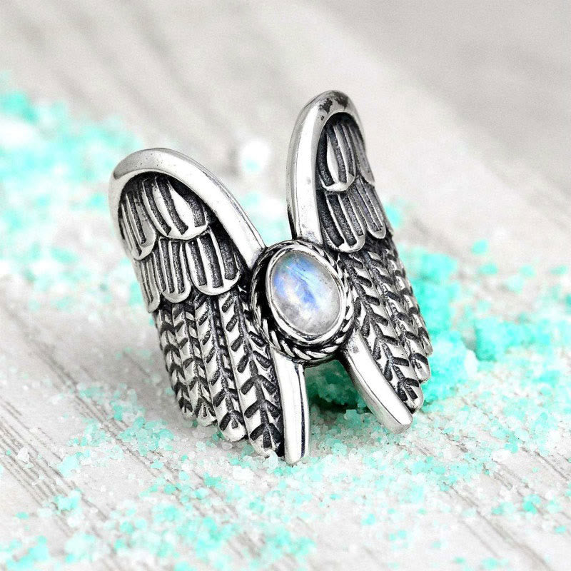 Olivenorma Angel Wings Moonstone Feather Ring - image 3