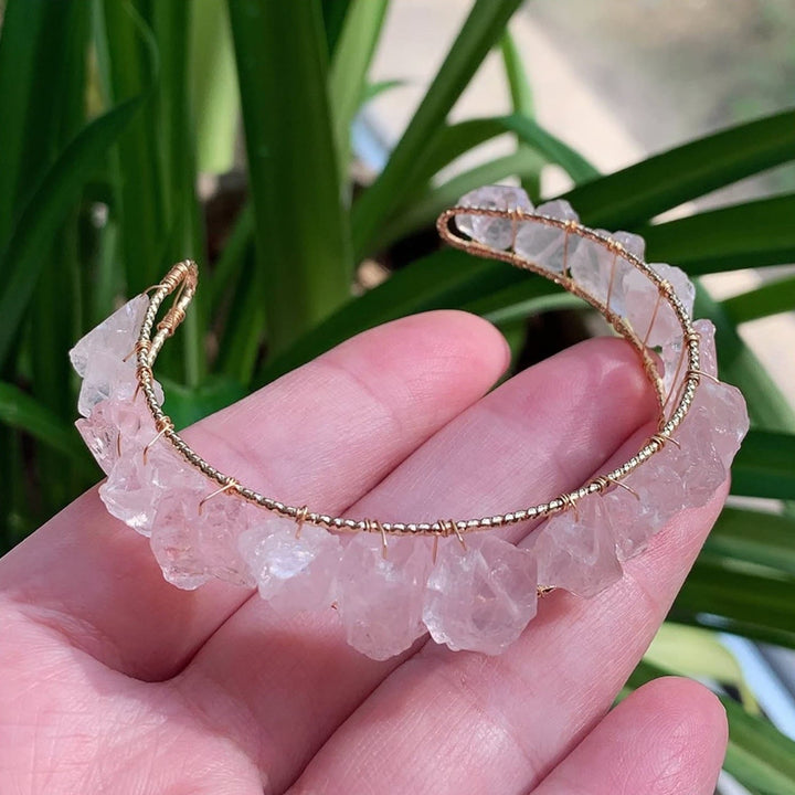 Olivenorma Natural Crystal Gravel Beads Wire Wound Bracelet - Clear Crystal - image 17