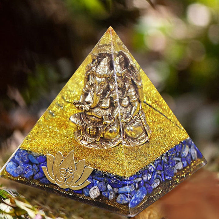 Olivenorma Lapis Lazuli With Elephant Symbol Orgone Pyramid - image 1