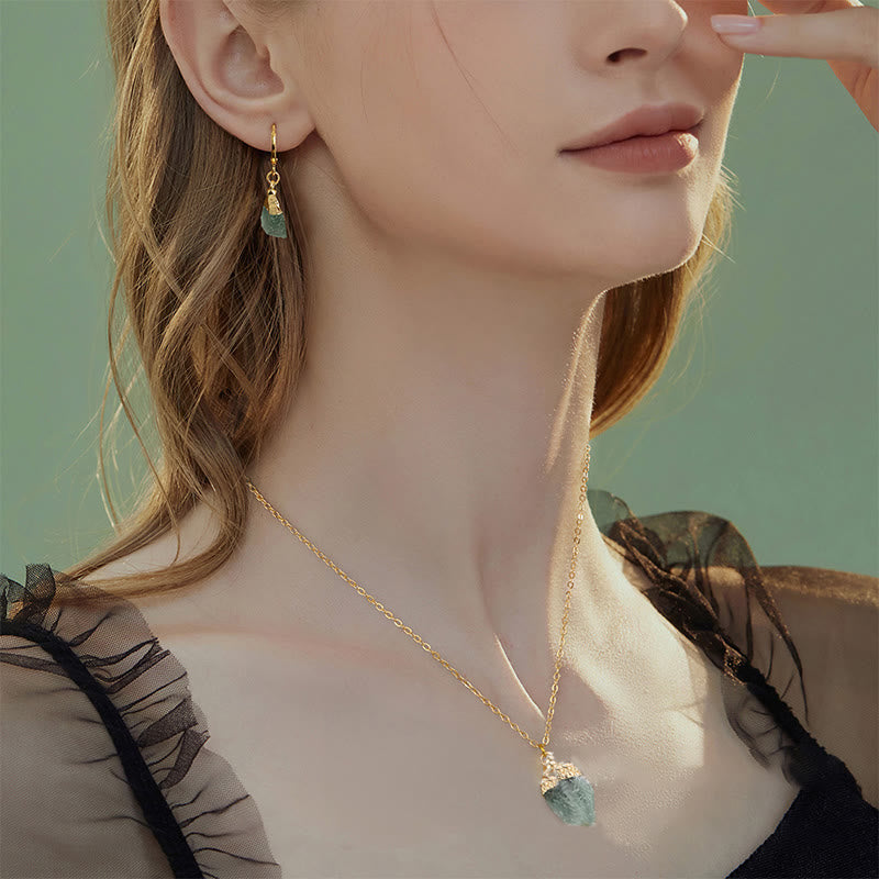 Olivenorma Natural Irregular Crystal Pendant Earrings Necklace Set - image 1