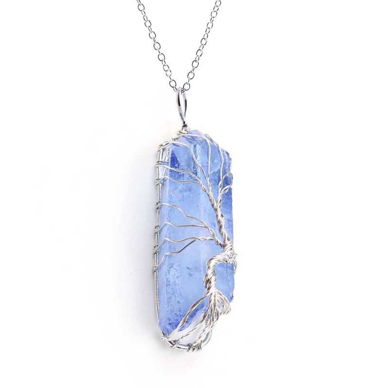 Olivenorma"Life Energy" - Tree of Life Crystal Necklace - Silver - Blue Quartz - image 14